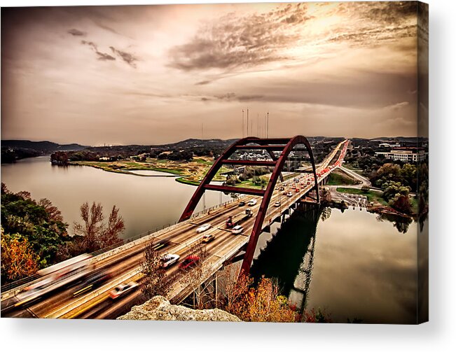 Austin Acrylic Print featuring the photograph Pennybacker Bridge Sunset by John Maffei