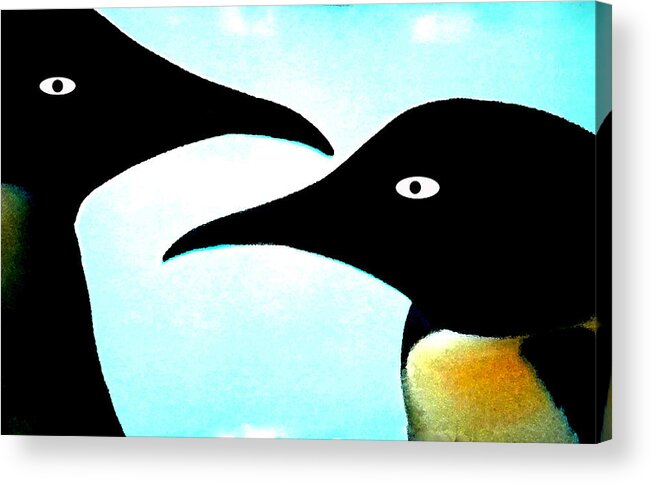 Colette Acrylic Print featuring the painting Penquin Love by Colette V Hera Guggenheim