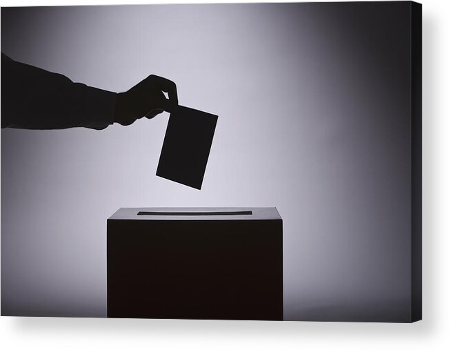 Democracy Acrylic Print featuring the photograph Person voting by Comstock Images