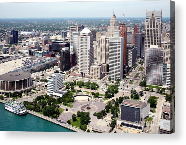 Hart Plaza Acrylic Print featuring the photograph Philip A Hart Plaza Detroit by Bill Cobb