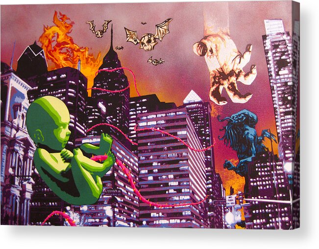 Philly Acrylic Print featuring the painting Philly Rapture by Bobby Zeik