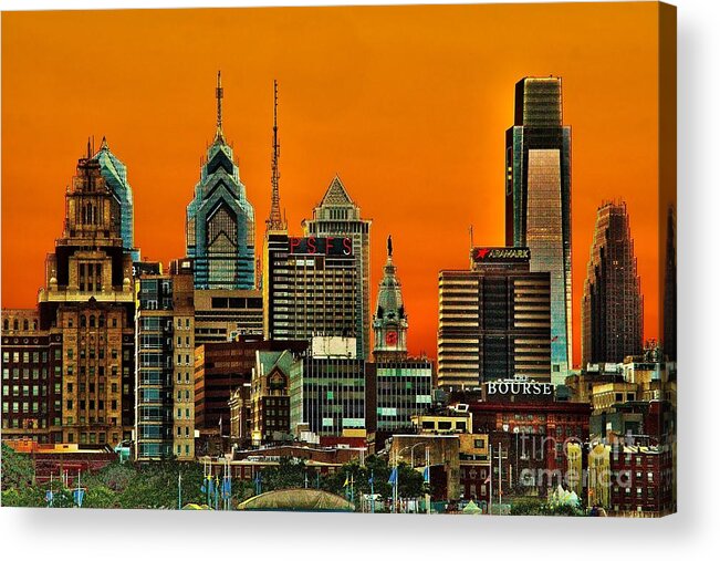 Sunset Acrylic Print featuring the photograph Philly Sunset by Nick Zelinsky Jr
