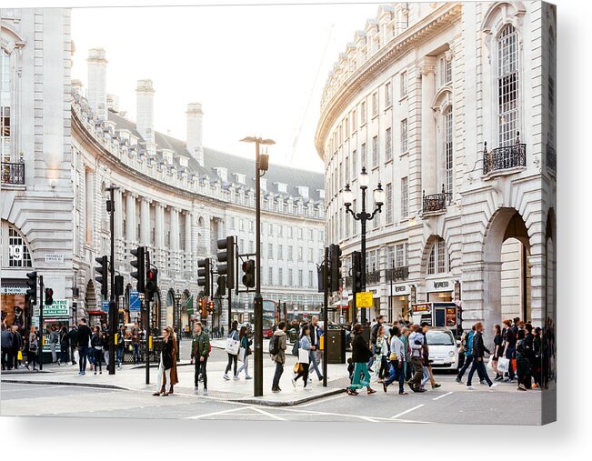 Piccadilly Circus Acrylic Print featuring the photograph Piccadilly Circus and Regent Street in London, England, UK by Alexander Spatari