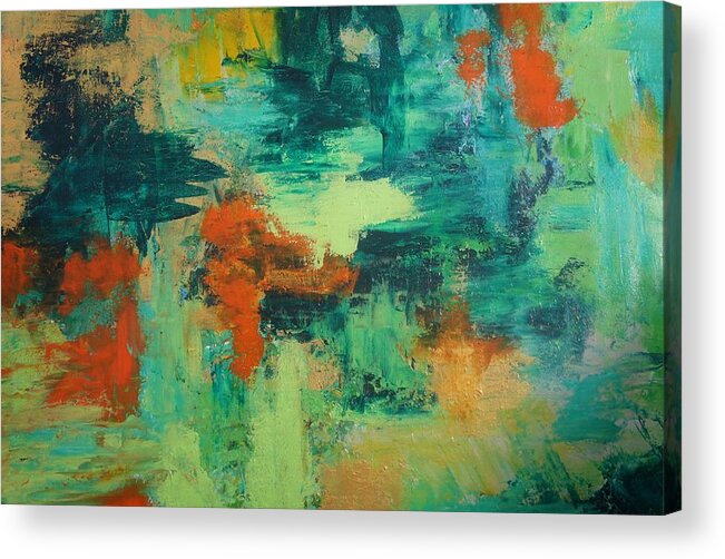 Abstract Acrylic Print featuring the painting Pieces by Kristine Bogdanovich