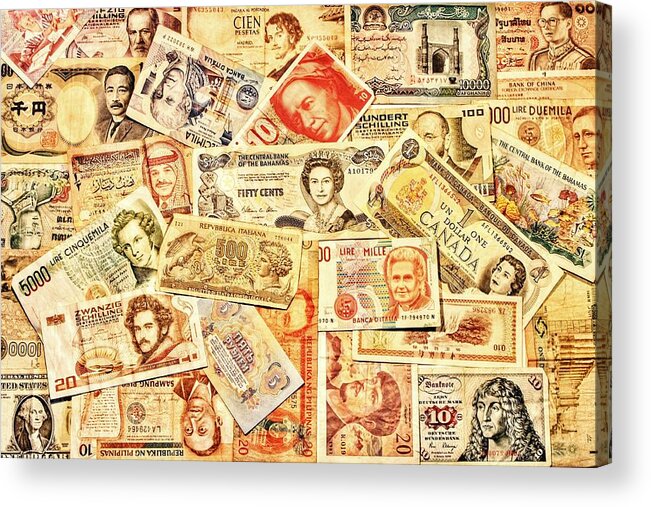 Money Acrylic Print featuring the photograph Pieces of Paper by Benjamin Yeager