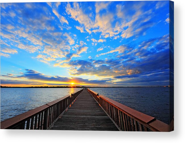 Pier Acrylic Print featuring the photograph Pier into the Sunset by Patrick Wolf
