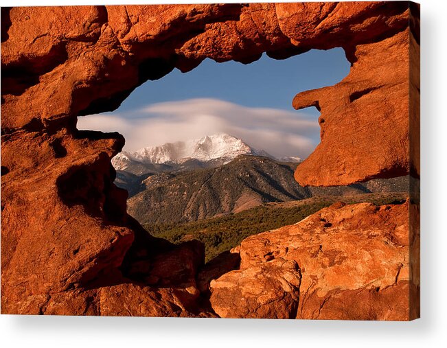 Pikes Peak Acrylic Print featuring the photograph Pikes Peak Framed by Ronda Kimbrow