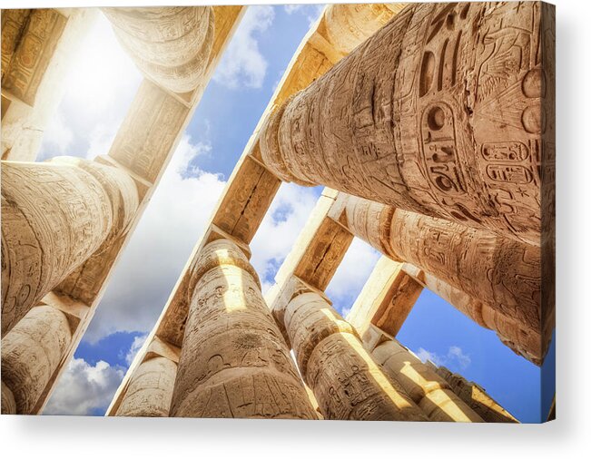 Ancient History Acrylic Print featuring the photograph Pillars Of The Great Hypostyle Hall by Cinoby