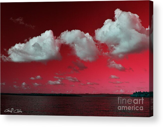 Art Acrylic Print featuring the photograph Pink and White - Surreal cloud. by Geoff Childs