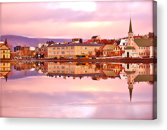 Reykjavik City Acrylic Print featuring the photograph Pink City by HweeYen Ong