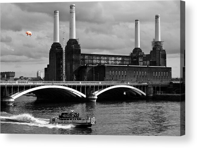 Pink Floyd Acrylic Print featuring the photograph Pink Floyd's Pig at Battersea by Dawn OConnor