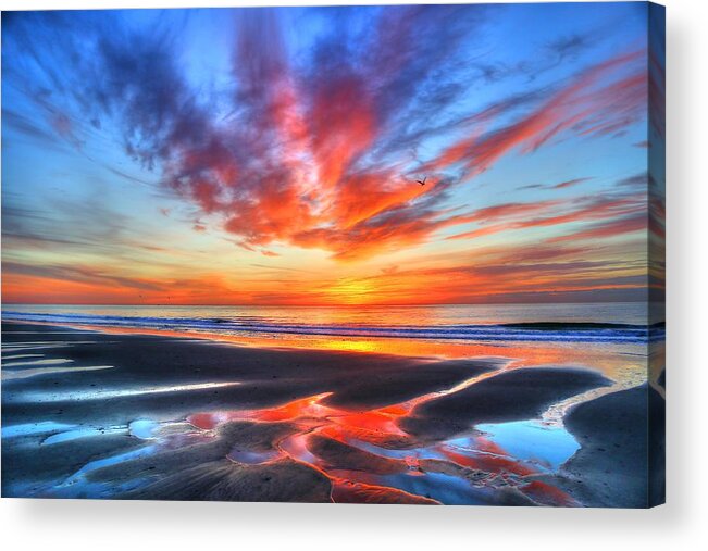 Sunrise Acrylic Print featuring the photograph Pink Glow Oceanrise by Robbie Bischoff