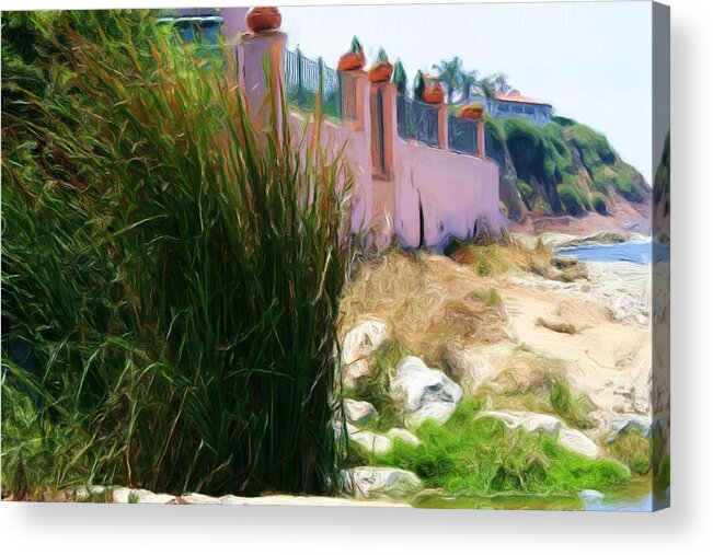 Beach Acrylic Print featuring the digital art Pink Wall by Katherine Erickson