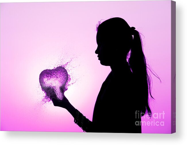 Heart Acrylic Print featuring the photograph Pink Water Heart by Tim Gainey