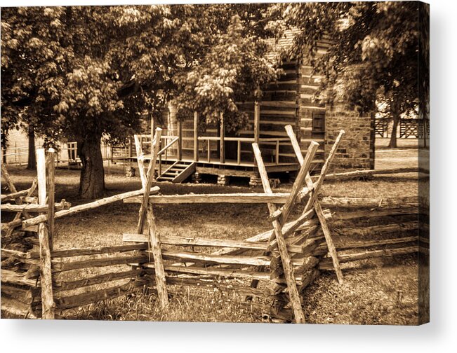 Pioneer Acrylic Print featuring the photograph Pioneer Cabin in Sepia 1 by Douglas Barnett