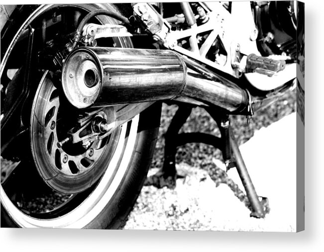 Motorcycle Acrylic Print featuring the photograph Pipe Black and White by David S Reynolds