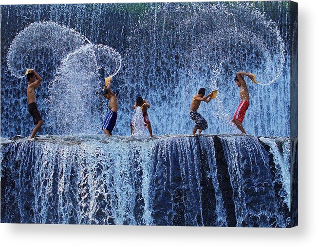 Water Acrylic Print featuring the photograph Playing With Splash by Angela Muliani Hartojo