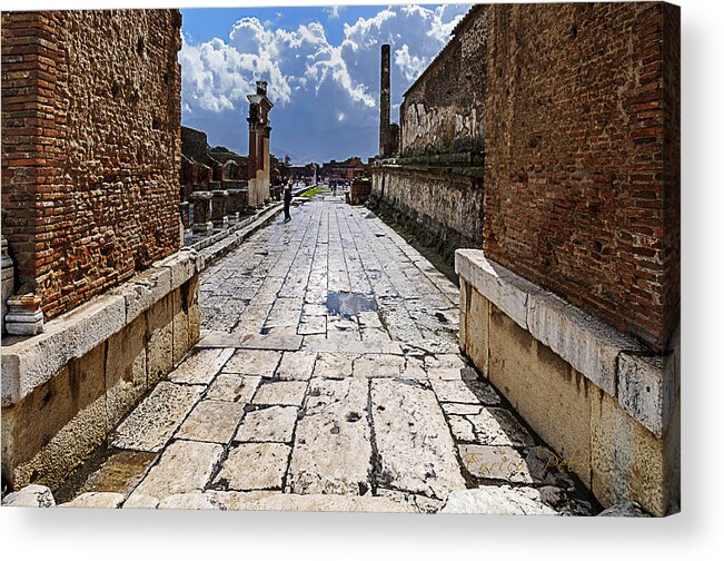 Pompei Acrylic Print featuring the photograph Pompei rovine piazza principale main square ruins by Enrico Pelos
