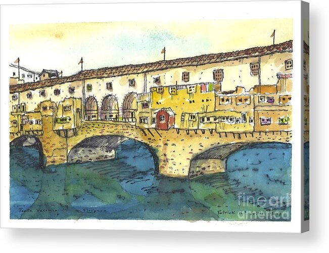  Acrylic Print featuring the painting Ponte Vecchio In Florence by Patrick Grills