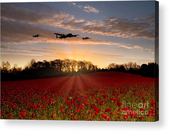 Avro Acrylic Print featuring the digital art Poppy Field Pass by Airpower Art