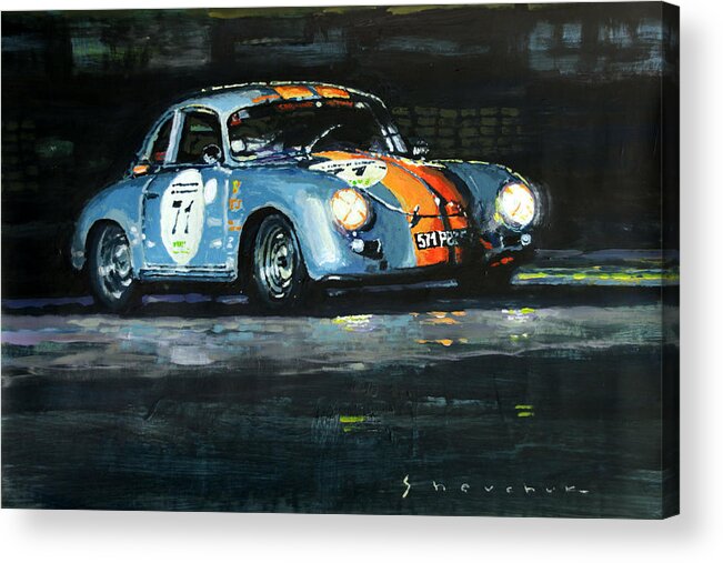 Shevchukart Acrylic Print featuring the painting Porsche 356 A 1959 Le Mans Classic 2010 by Yuriy Shevchuk