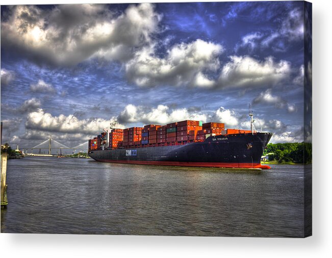 Reid Callaway Port Of Savannah Acrylic Print featuring the photograph Port Of Savannah Shipping Lanes by Reid Callaway