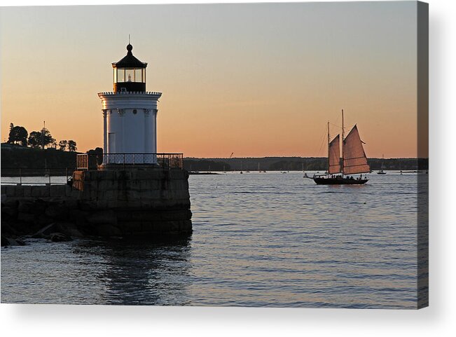 Lighthouse Acrylic Print featuring the photograph Portland Breakwater Light by Juergen Roth