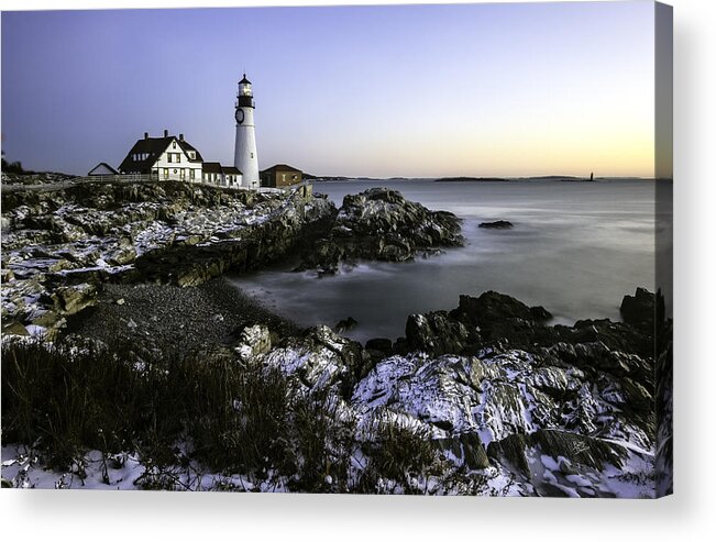 Portland Acrylic Print featuring the photograph Portland Head Lighthouse at Dawn by Betty Denise
