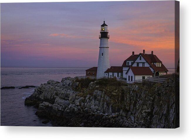 Sunset Acrylic Print featuring the photograph Portland Head Lighthouse Sunset by Dave Files