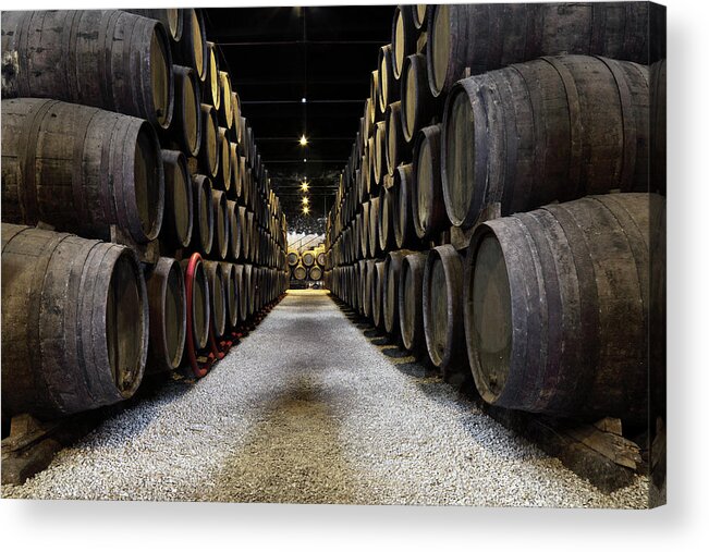 Desaturated Acrylic Print featuring the photograph Porto Wine Cellar by Vuk8691