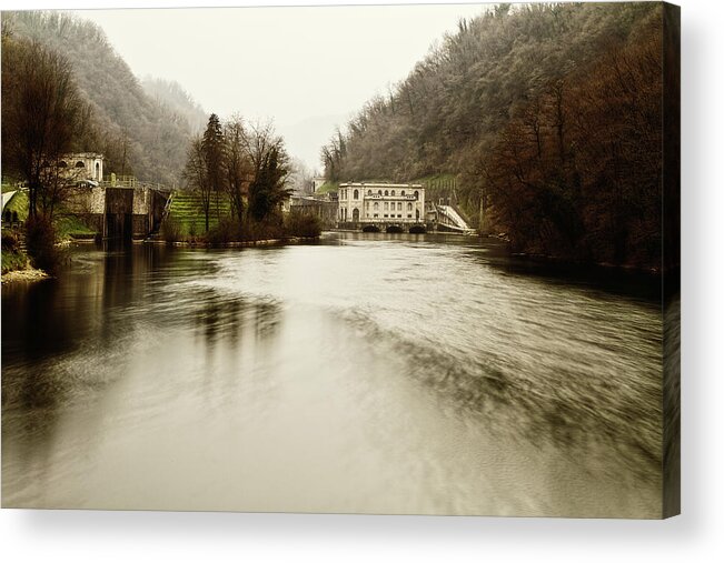 Adda Acrylic Print featuring the photograph Power Plant on river by Roberto Pagani