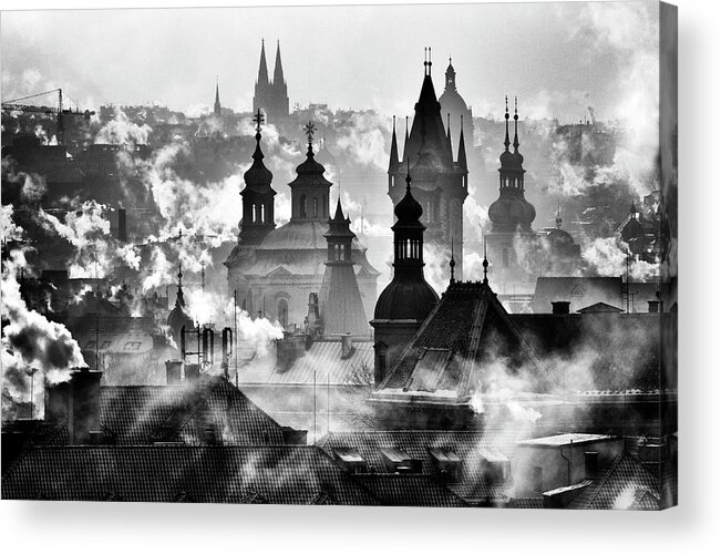 Prague Acrylic Print featuring the photograph Prague Towers' by Martin Froyda