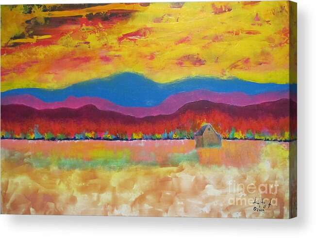 Acrylic Acrylic Print featuring the painting Prairie Autumn by Lew Hagood