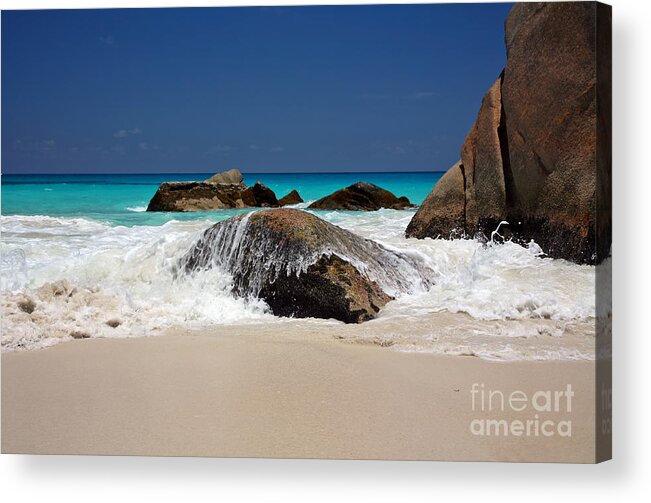 Beach Acrylic Print featuring the photograph Praslin Island Waves by Kate McKenna