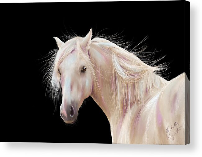 Pony Acrylic Print featuring the painting Pretty Palomino Pony Painting by Michelle Wrighton