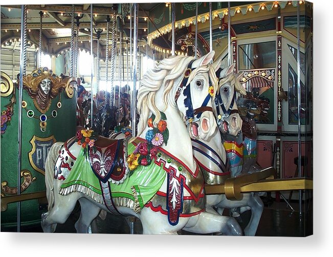 Carousel Acrylic Print featuring the photograph Proud Prancing Ponies by Barbara McDevitt