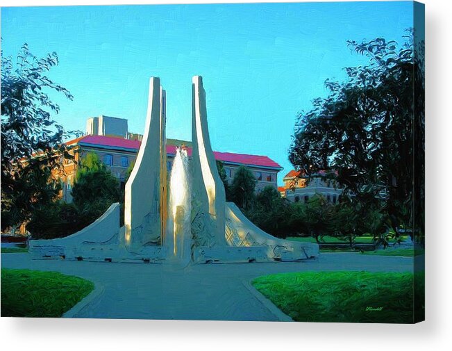 Fountain Acrylic Print featuring the digital art Purdue Mall Water Sculpture by Dennis Lundell