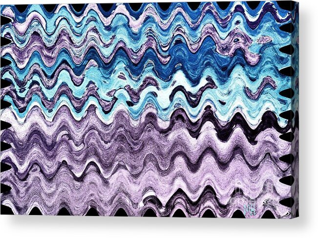 Painting Acrylic Print featuring the painting Purple and Aqua Waves by Marsha Heiken