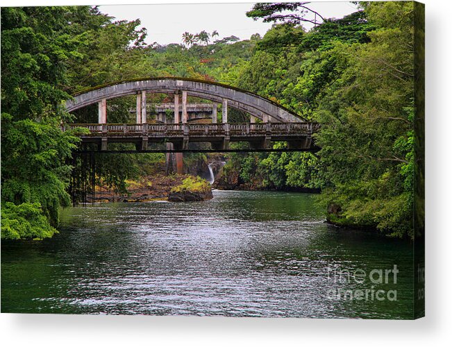 Puueo Bridge Acrylic Print featuring the photograph Puueo Bridge Hilo Hawaii by Diana Sainz by Diana Raquel Sainz