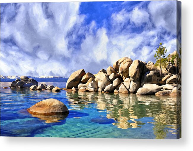 Quiet Acrylic Print featuring the painting Quiet Cove at Lake Tahoe by Dominic Piperata