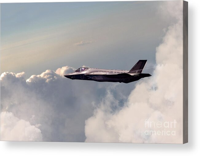 F35 Acrylic Print featuring the digital art RAF F-35 Lightning II by Airpower Art