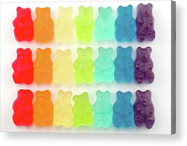 Order Acrylic Print featuring the photograph Rainbow Jelly Bear Candy by Melissa Ross