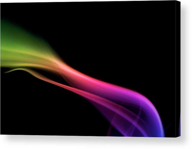 Black Background Acrylic Print featuring the photograph Rainbow Smoke On A Black Background by Gm Stock Films