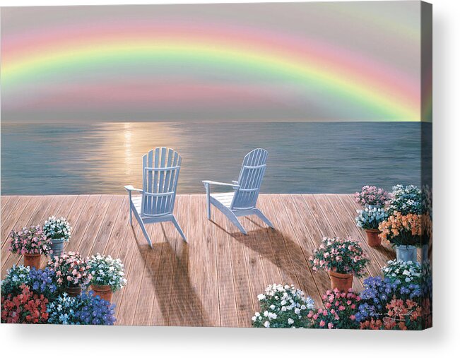 Beach Acrylic Print featuring the painting Rainbow Wishes by Diane Romanello