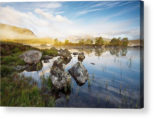 Lochan Na-h Achlaise Acrylic Print featuring the photograph Rannoch Moor by Stephen Taylor