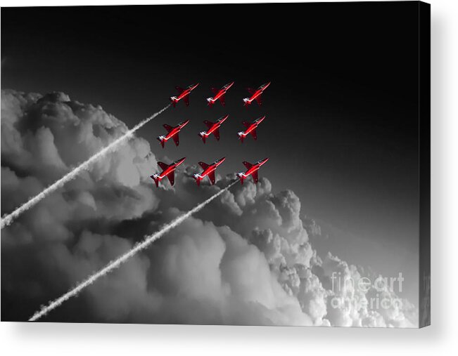 Red Acrylic Print featuring the digital art Red Arrows Diamond 9 - Pop by Airpower Art
