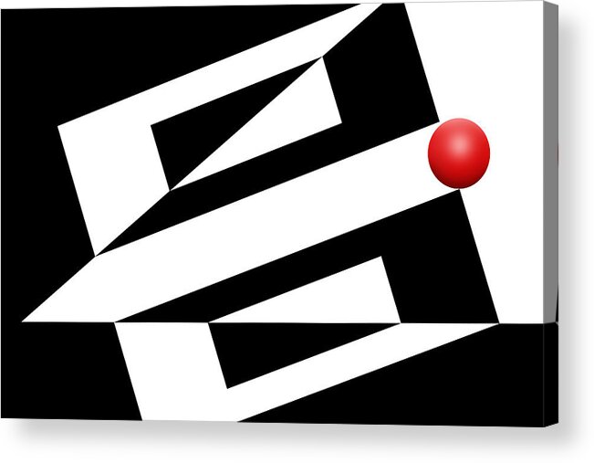 Abstract Acrylic Print featuring the digital art Red Ball 14 by Mike McGlothlen