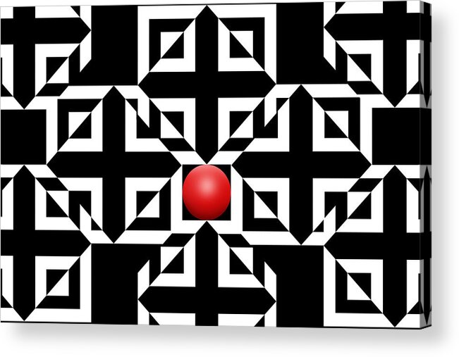 Abstract Acrylic Print featuring the digital art Red Ball 5 by Mike McGlothlen