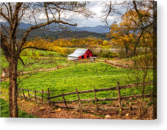 Andrews Acrylic Print featuring the photograph Red Barn by Debra and Dave Vanderlaan