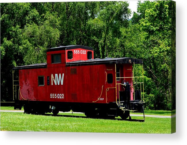 Train Acrylic Print featuring the photograph Red Caboose by Cathy Shiflett